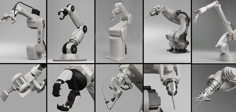 五个工业机械手臂模型5 Industrial Robot Arm and 5 tools