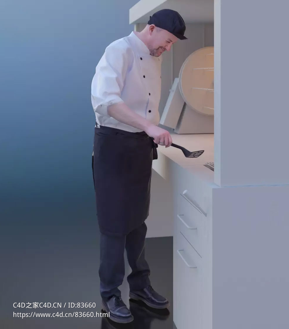 三维扫描写实人物手拿铲子的国外男厨师 - C4D之家 - 104.jpg