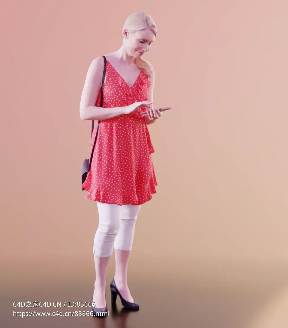 三维扫描写实人物站着玩手机的金发女郎 - C4D之家 - 110.jpg