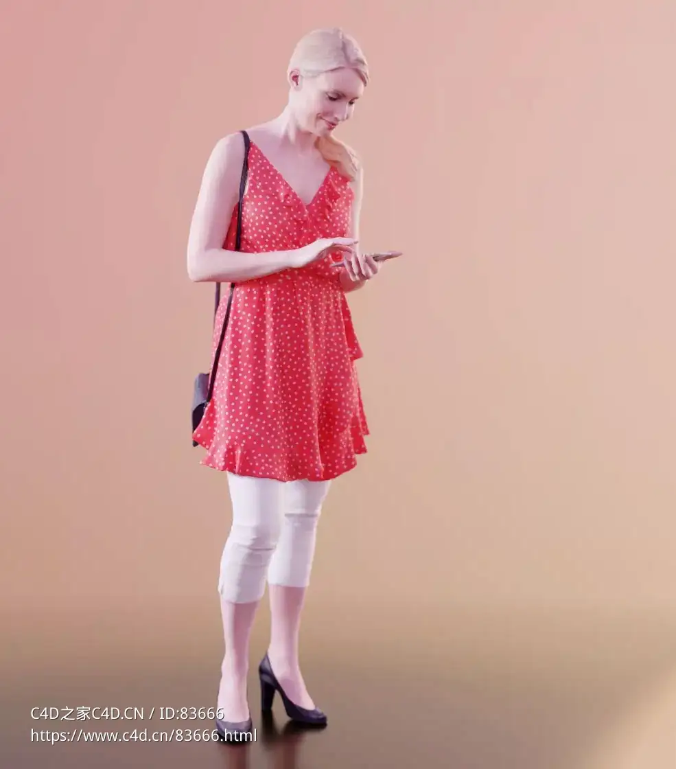 三维扫描写实人物站着玩手机的金发女郎 - C4D之家 - 110.jpg