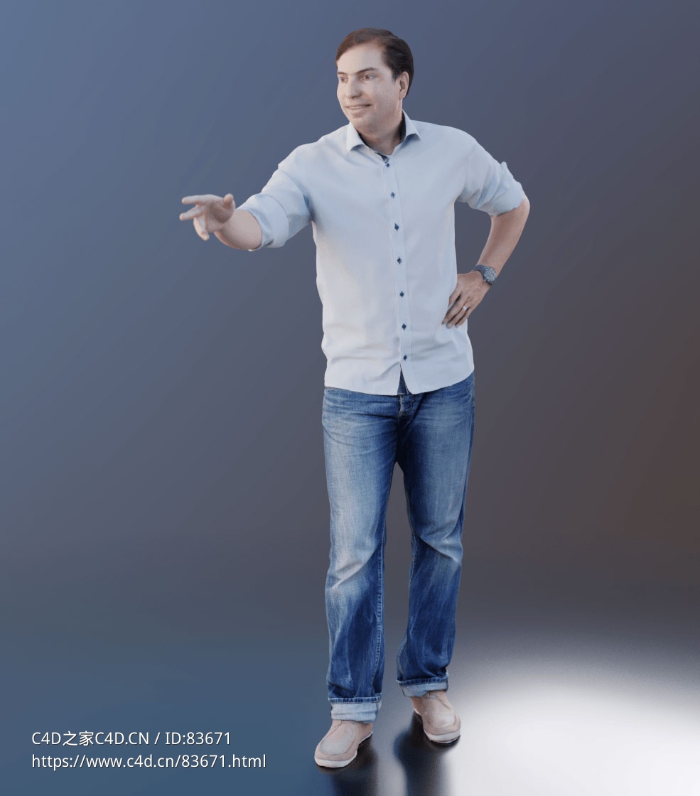 三维扫描写实人物左手叉腰右上指点的国外男人 - C4D之家 - 115.jpg