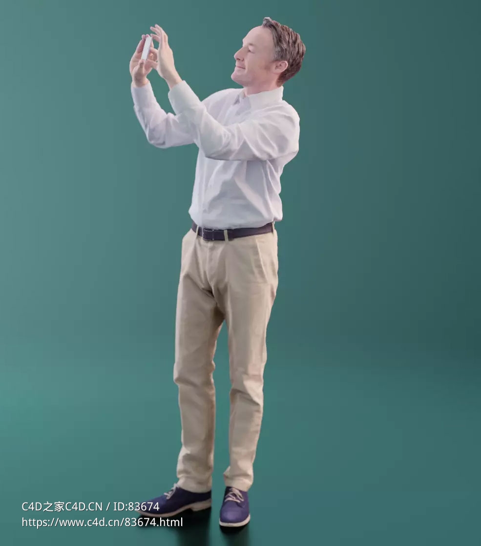 三维扫描写实人物举起手机拍照片的外国男人 - C4D之家 - 118.jpg