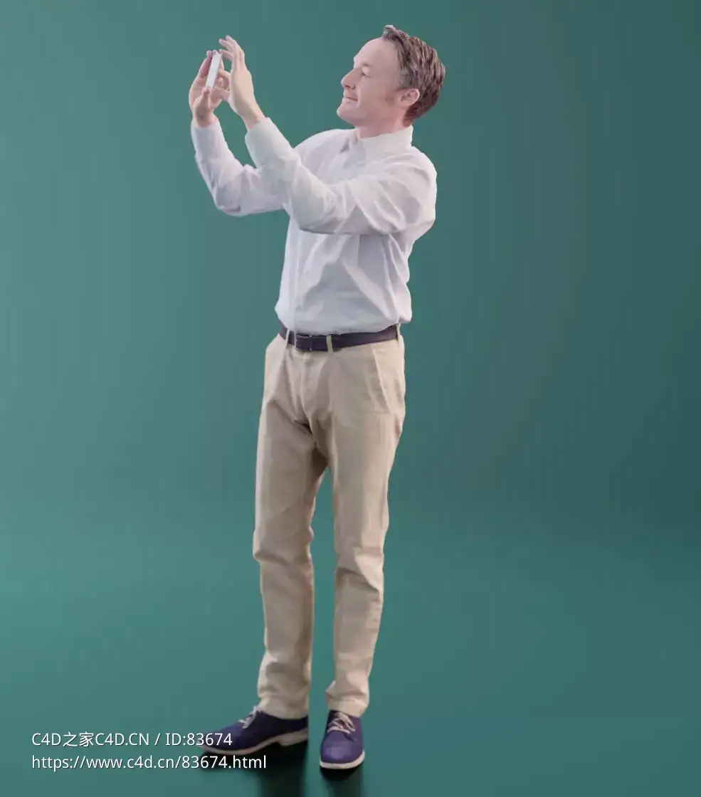 三维扫描写实人物举起手机拍照片的外国男人 - C4D之家 - 118.jpg