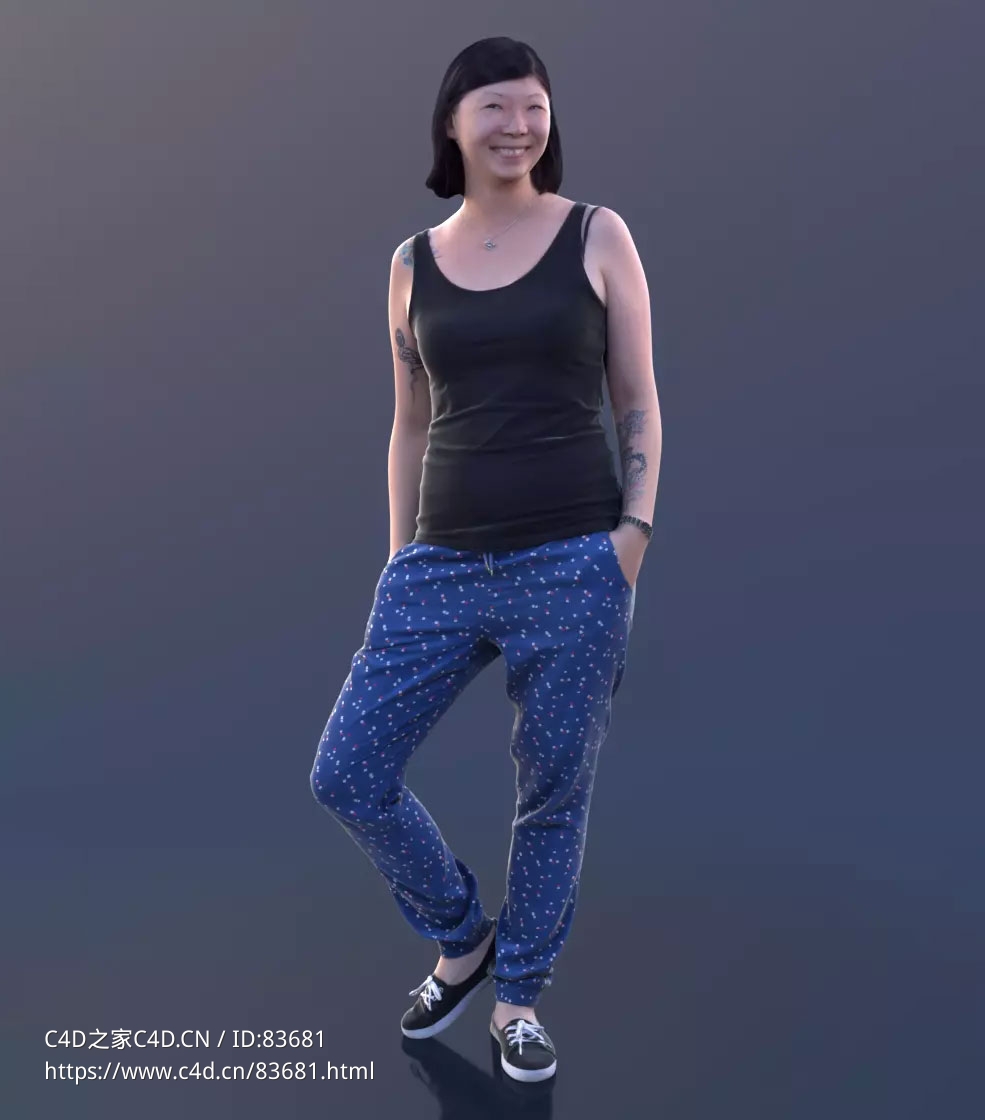 三维扫描写实人物纹身的短发女人 - C4D之家 - 125.jpg