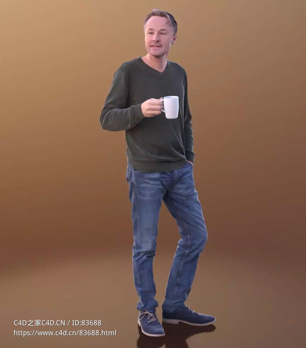 三维扫描写实人物端水杯站着聊天的国外男人 - C4D之家 - 132.jpg