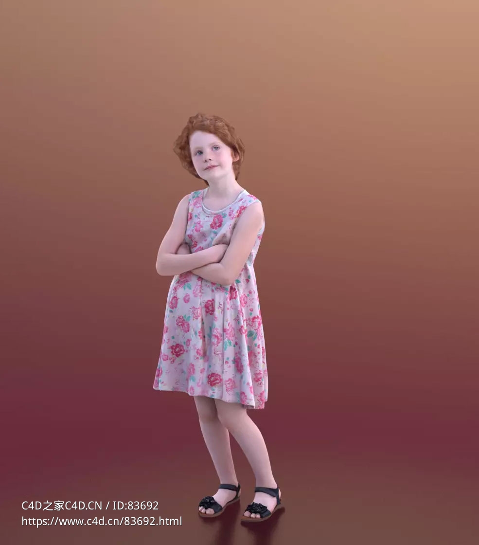 三维扫描写实人物双手抱胸的国外小女孩 - C4D之家 - 136.jpg