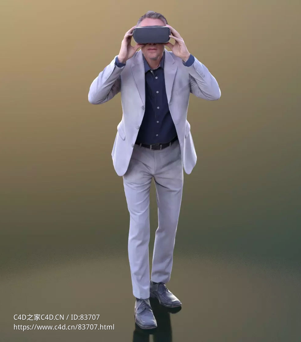 三维扫描写实人物国外西装男人戴vr眼镜向前看 - C4D之家 - 151.jpg