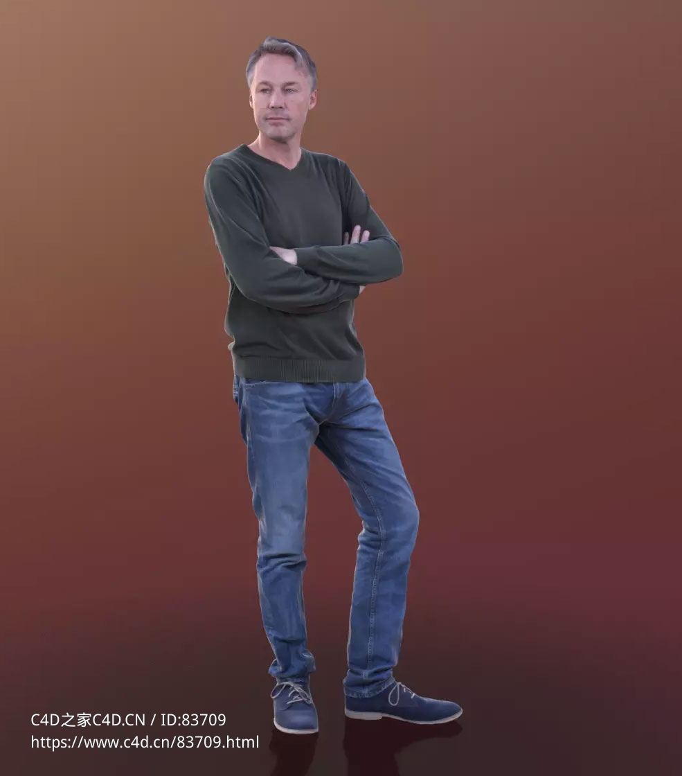 三维扫描写实人物双手抱胸前站立的国外男人 - C4D之家 - 153.jpg