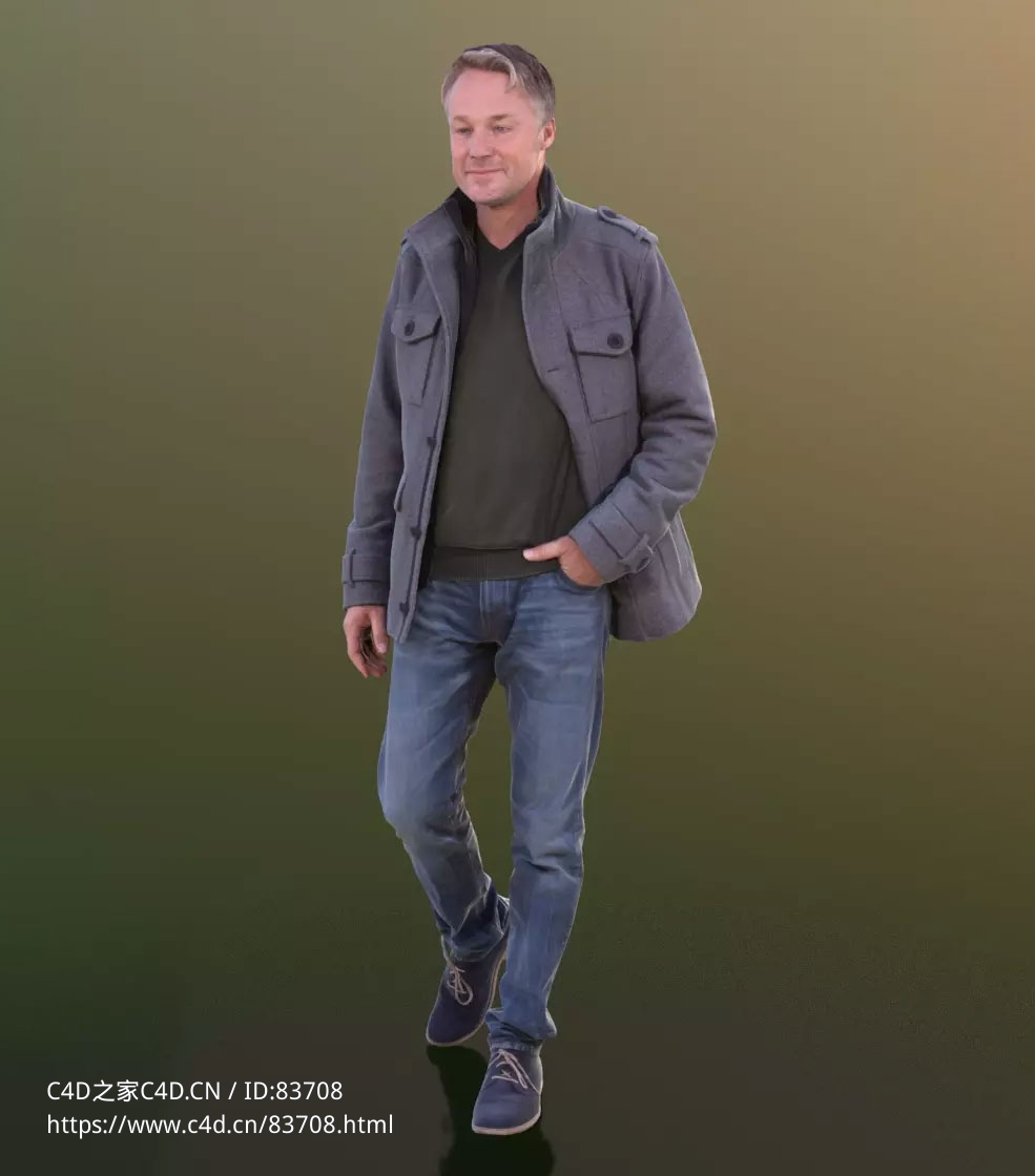 三维扫描写实人物单手插兜行走的国外男人 - C4D之家 - 152.jpg
