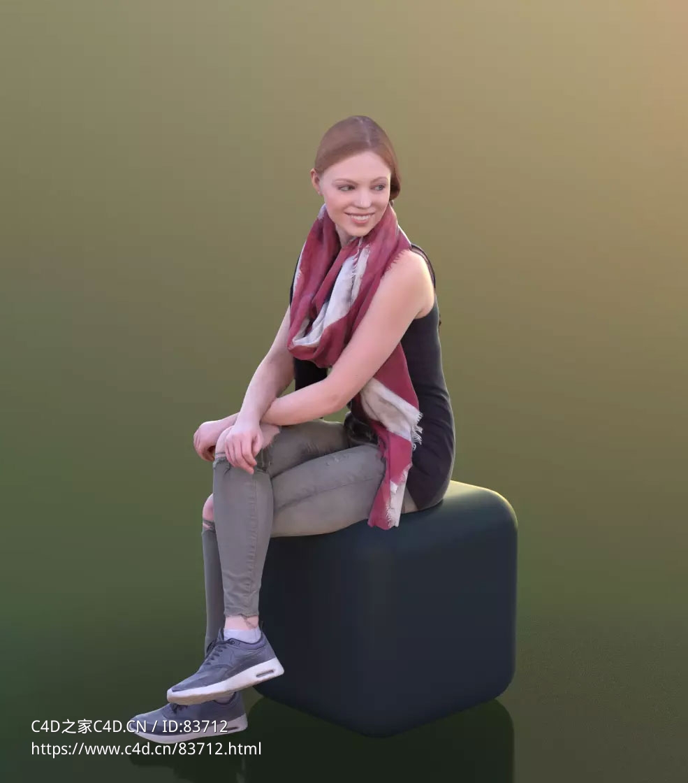 三维扫描写实人物坐着扭头观看的国外女人 - C4D之家 - 156.jpg