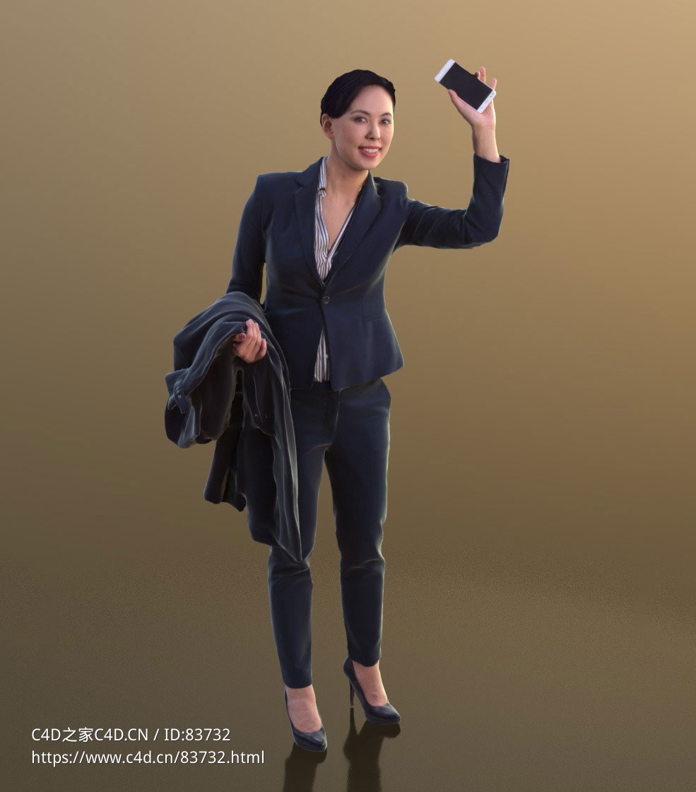 三维扫描写实人物挥手打招呼的国外女人 - C4D之家 - 176.jpg