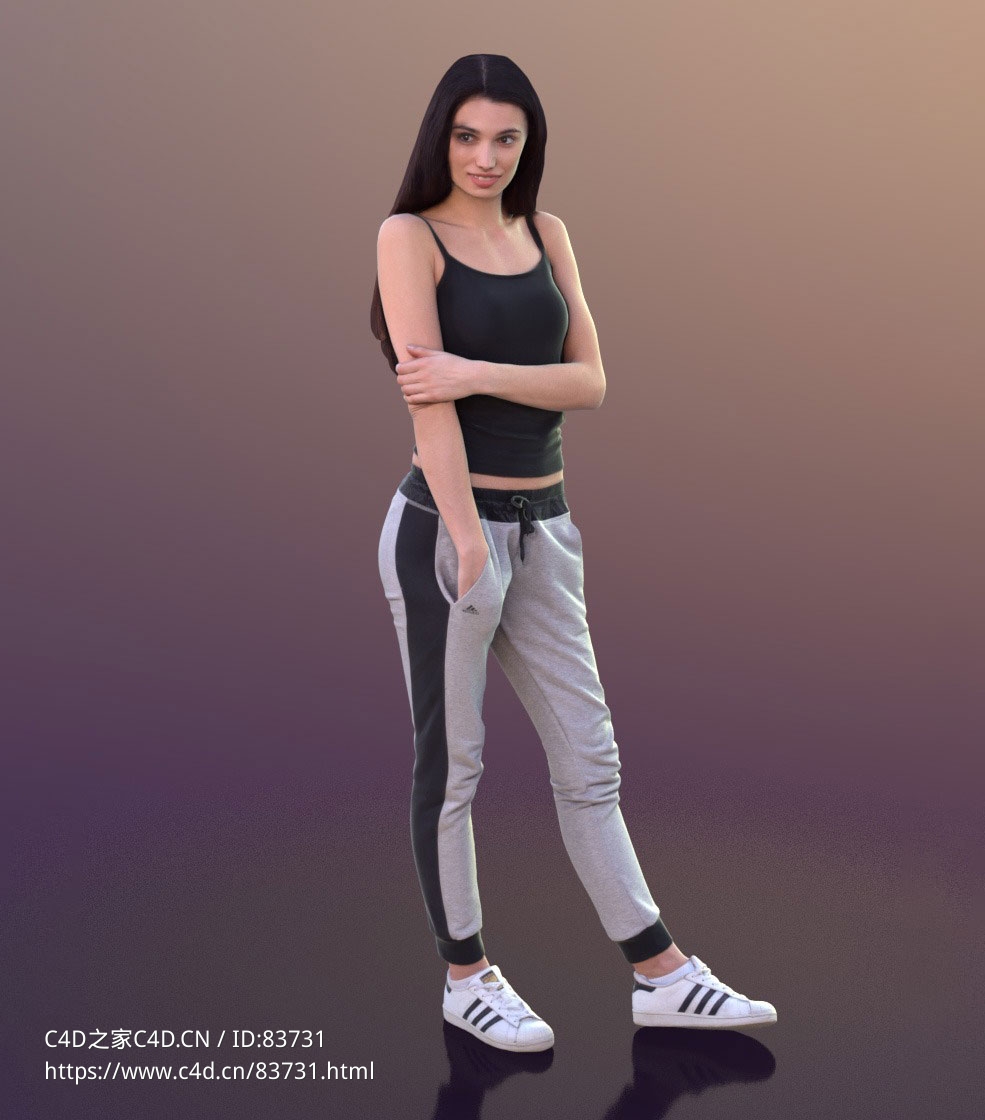 三维扫描写实人物穿休闲运动装站立的国外女人 - C4D之家 - 175.jpg