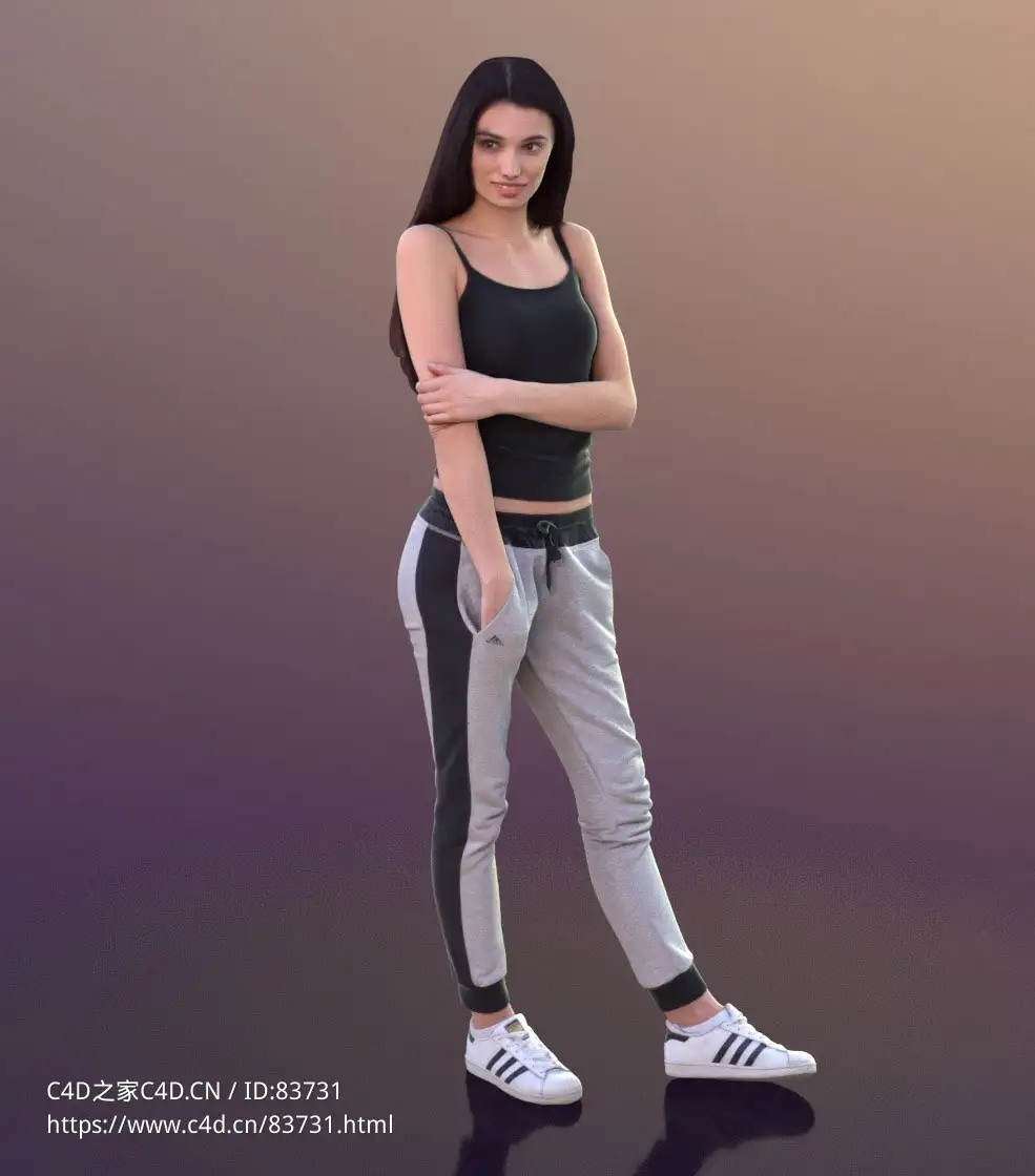三维扫描写实人物穿休闲运动装站立的国外女人 - C4D之家 - 175.jpg