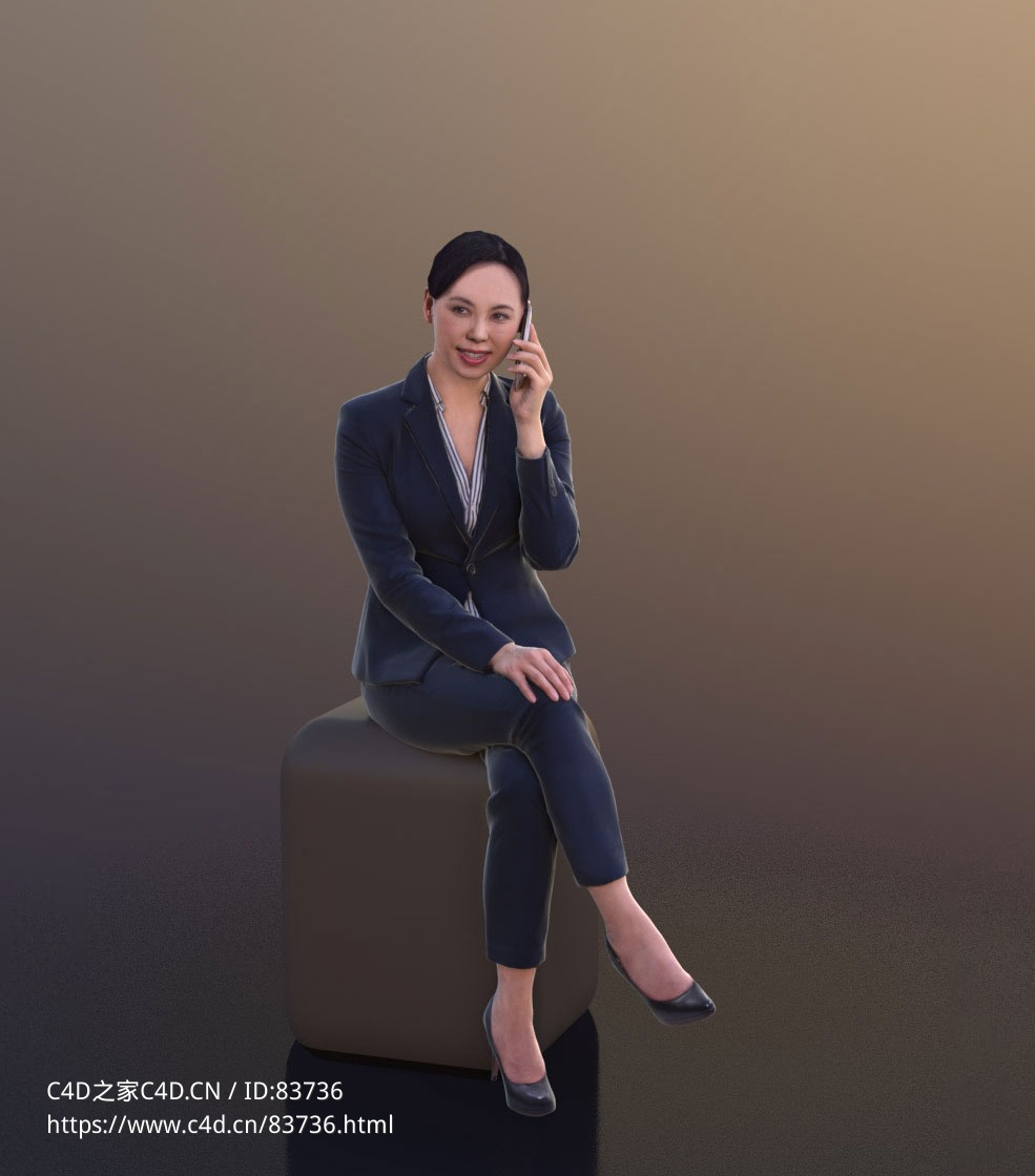 三维扫描写实人物坐着接打电话的女人 - C4D之家 - 180.jpg