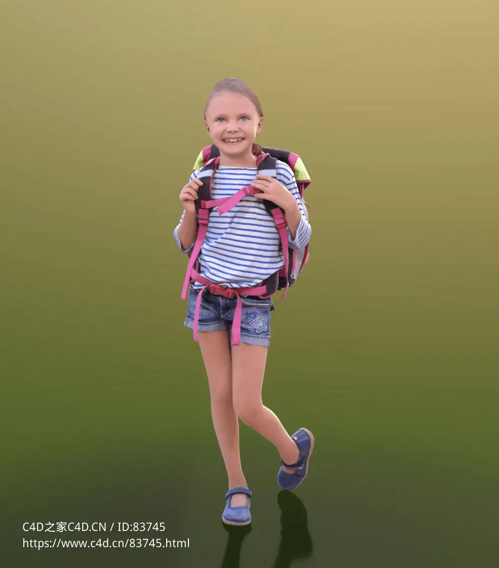 三维扫描写实人物背旅行包出行的国外小女孩 - C4D之家 - 189.jpg
