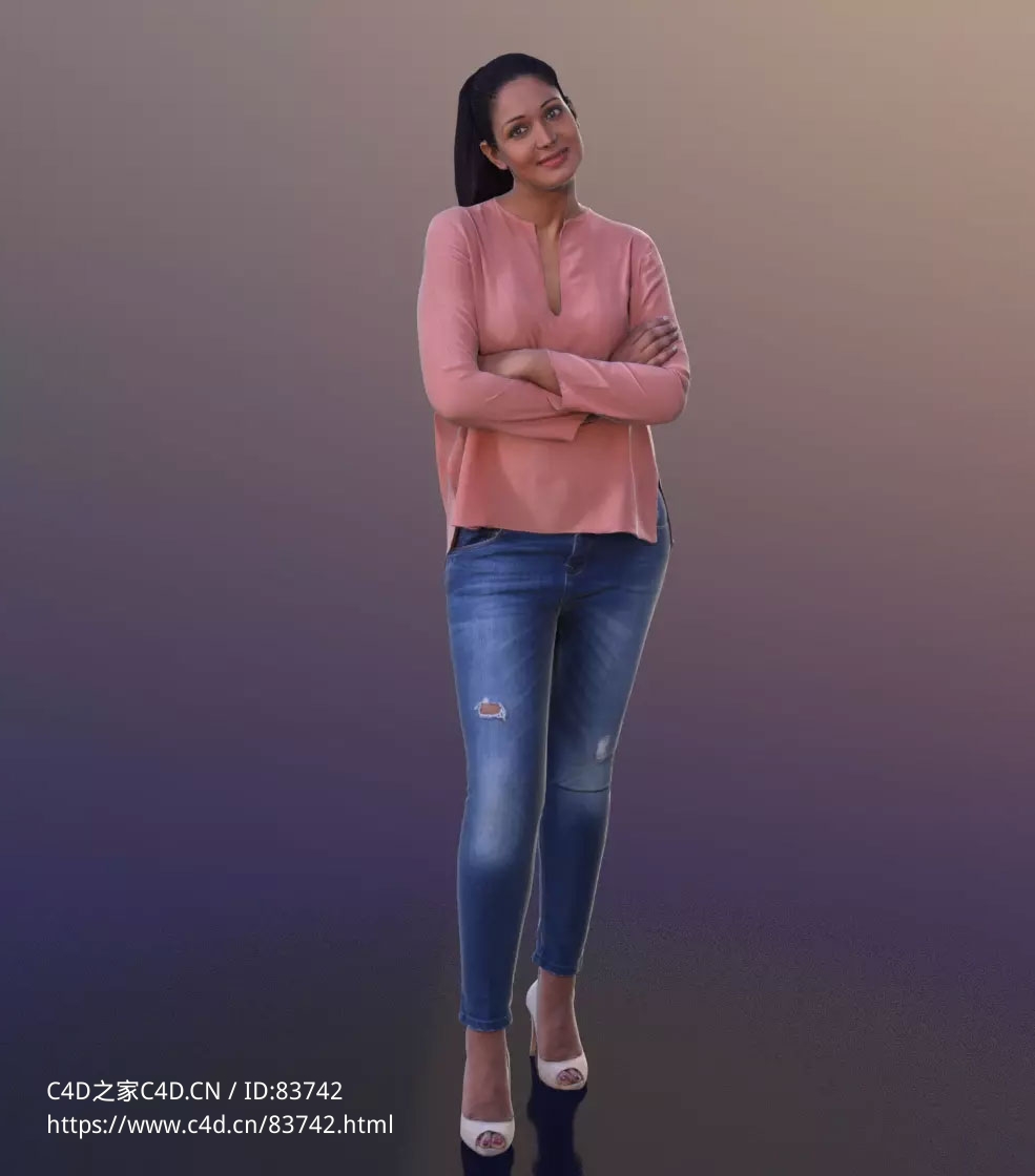 三维扫描写实人物双手抱胸站立的国外女性 - C4D之家 - 186.jpg
