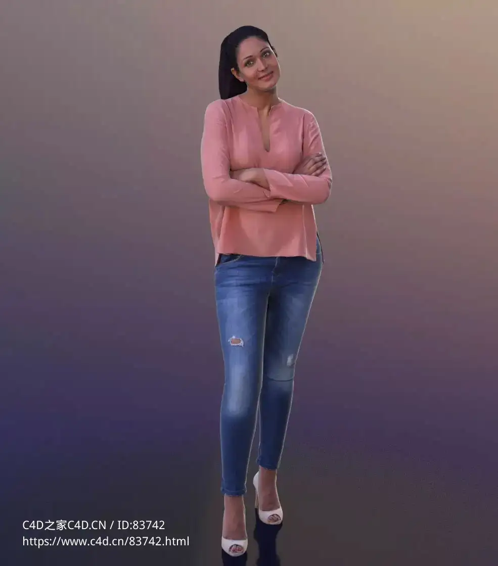 三维扫描写实人物双手抱胸站立的国外女性 - C4D之家 - 186.jpg