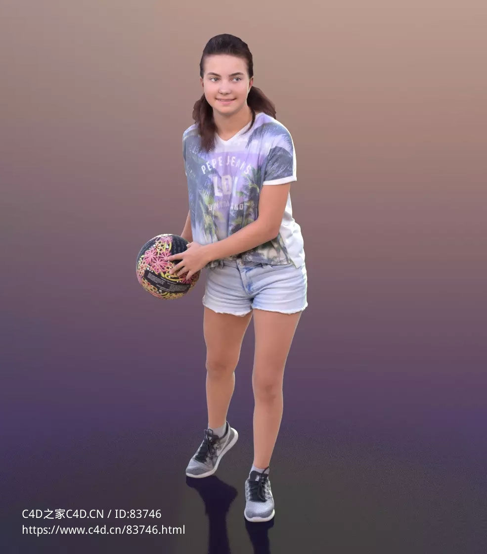 三维扫描写实人物侧身拿球的国外女孩 - C4D之家 - 190.jpg