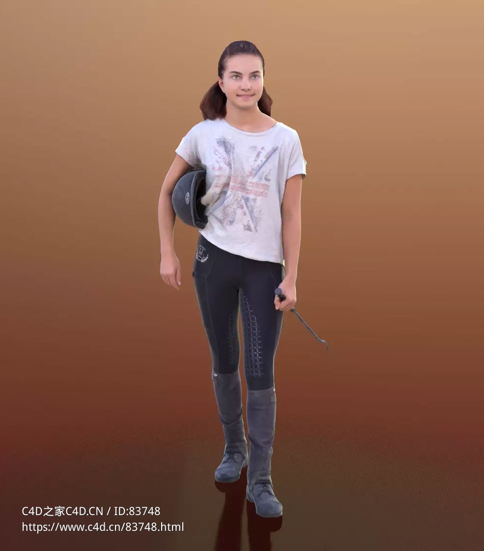 三维扫描写实人物夹帽子站着的国外女孩 - C4D之家 - 192.jpg