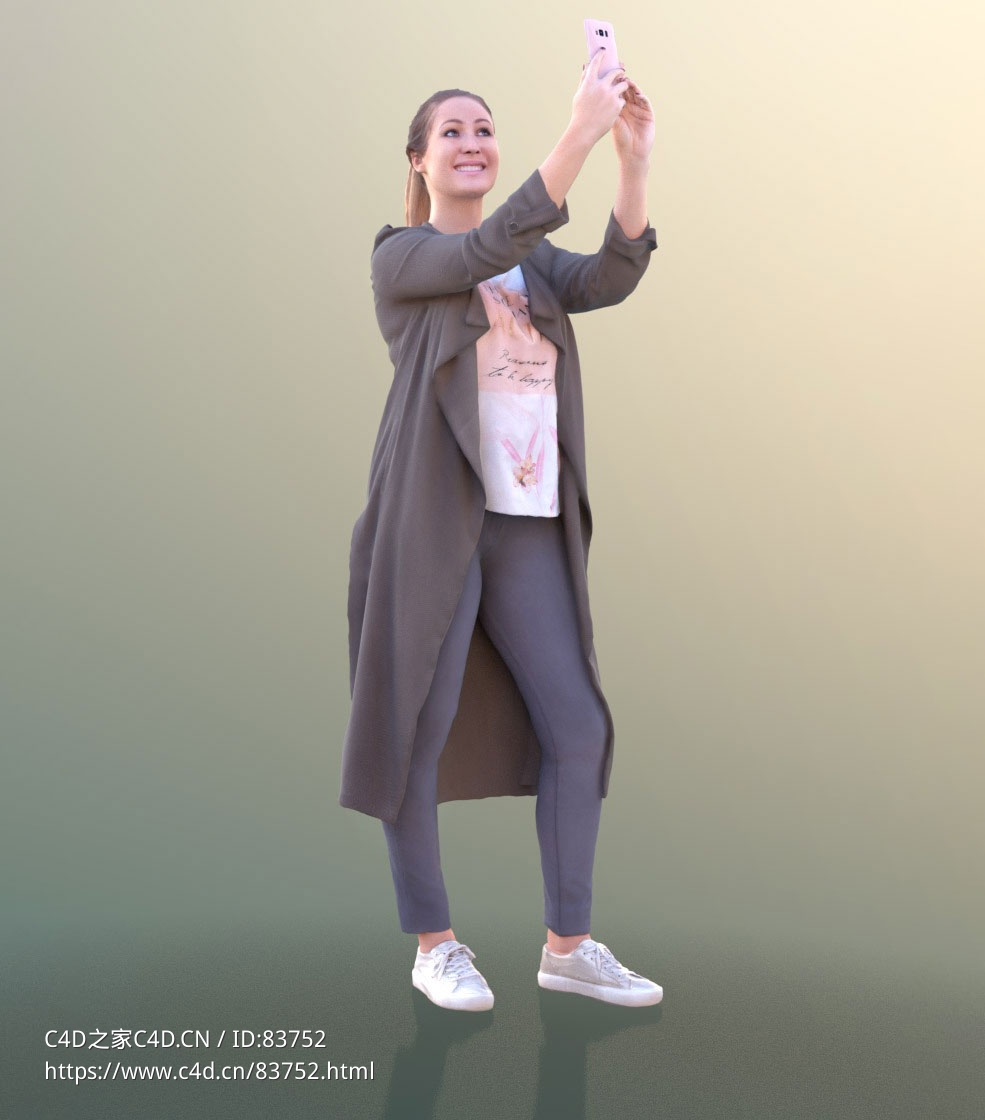 三维扫描写实人物站着微笑自拍的国外女人 - C4D之家 - 196.jpg