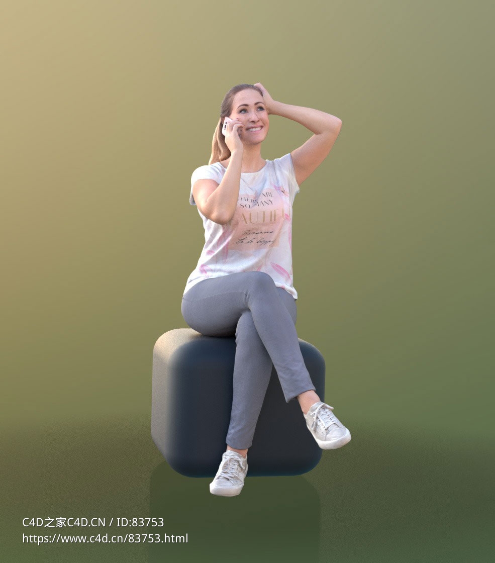 三维扫描写实人物坐着接打电话的国外女人 - C4D之家 - 197.jpg