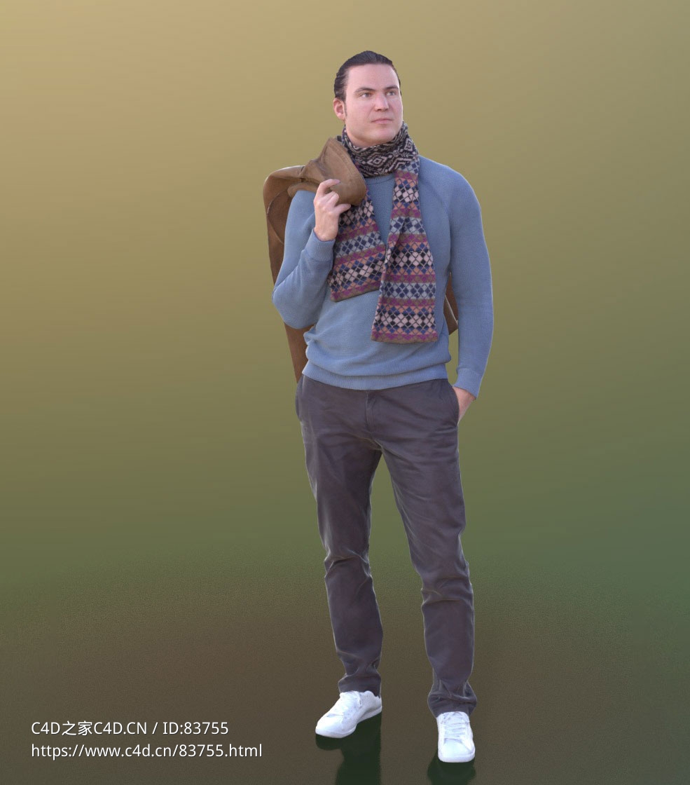 三维扫描写实人物系围巾站着的国外男人 - C4D之家 - 199.jpg