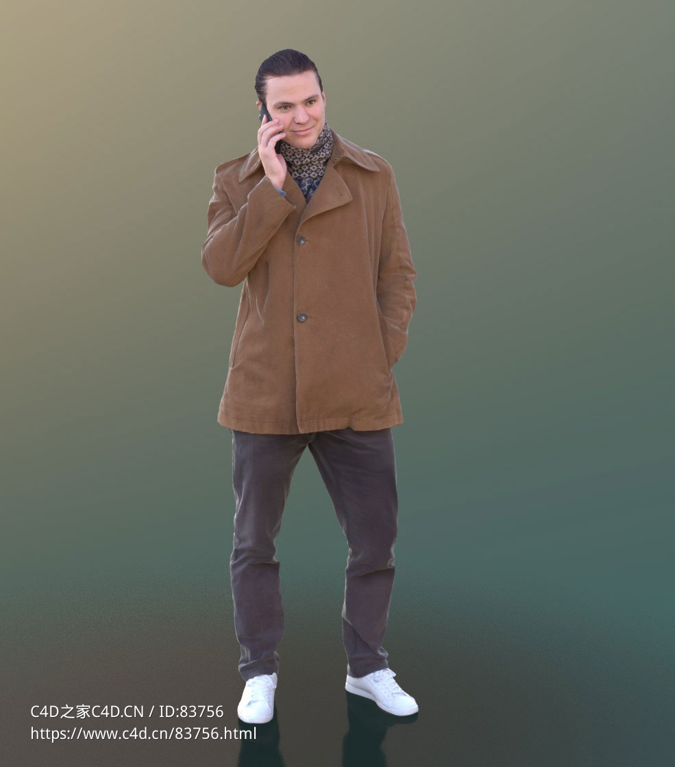 三维扫描写实人物站着打电话的国外男人 - C4D之家 - 200.jpg