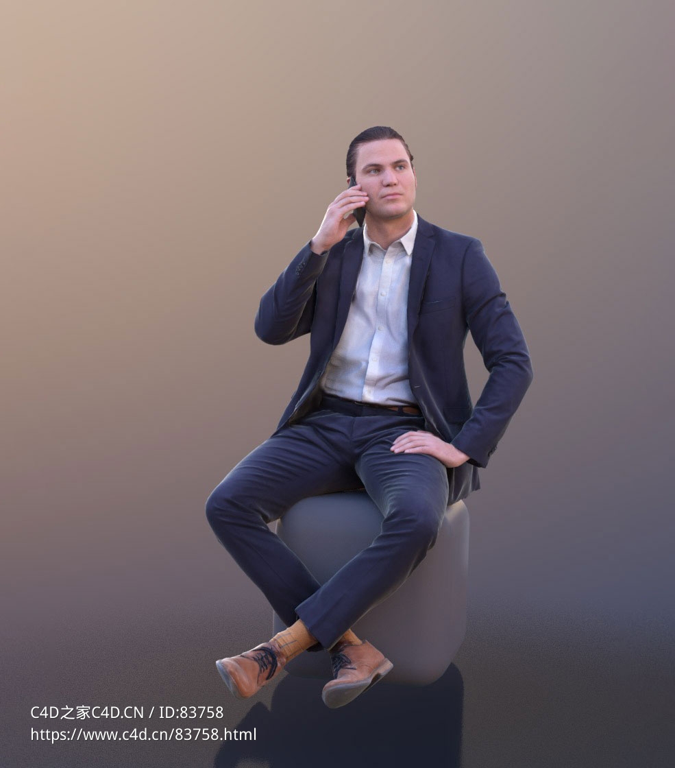 三维扫描写实人物坐着扶腿打电话的国外男人 - C4D之家 - 202.jpg