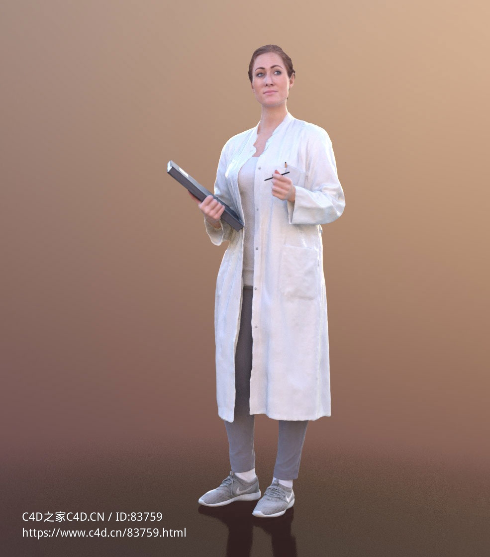 三维扫描写实人物女医生拿病历观看 - C4D之家 - 203.jpg
