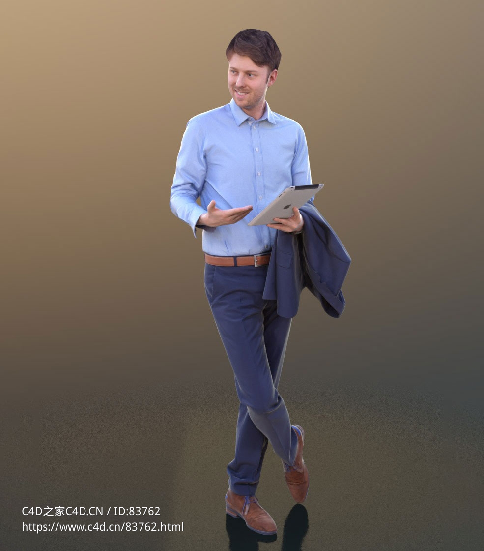 三维扫描写实人物手拿平板电脑站着聊天的国外男性 - C4D之家 - 206.jpg