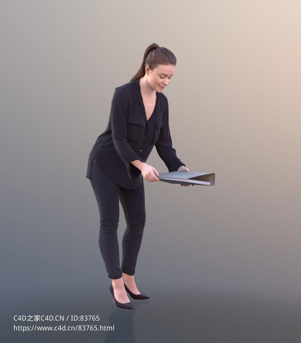 三维扫描写实人物弯腰翻看文件夹的国外女人 - C4D之家 - 209.jpg