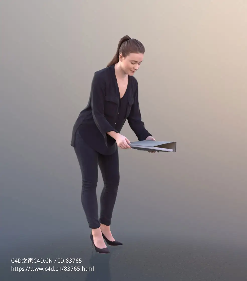 三维扫描写实人物弯腰翻看文件夹的国外女人 - C4D之家 - 209.jpg