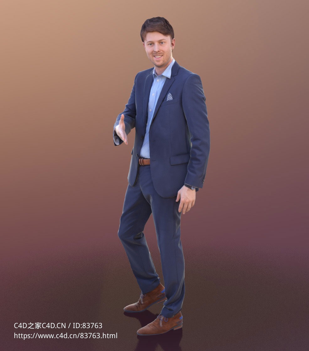 三维扫描写实人物伸右手握手的国外西装男士 - C4D之家 - 207.jpg