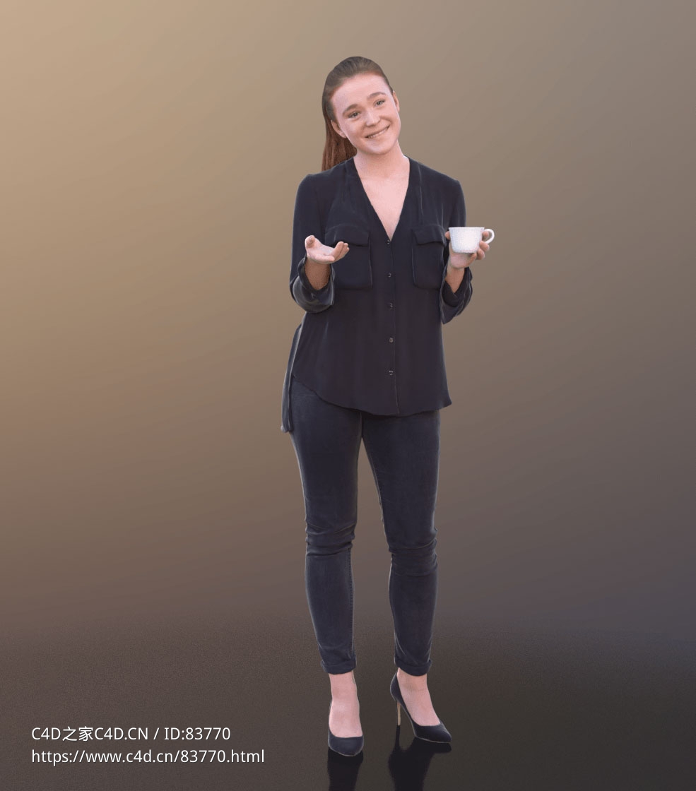 三维扫描写实人物国外女职工端咖啡站着聊天 - C4D之家 - 214.jpg