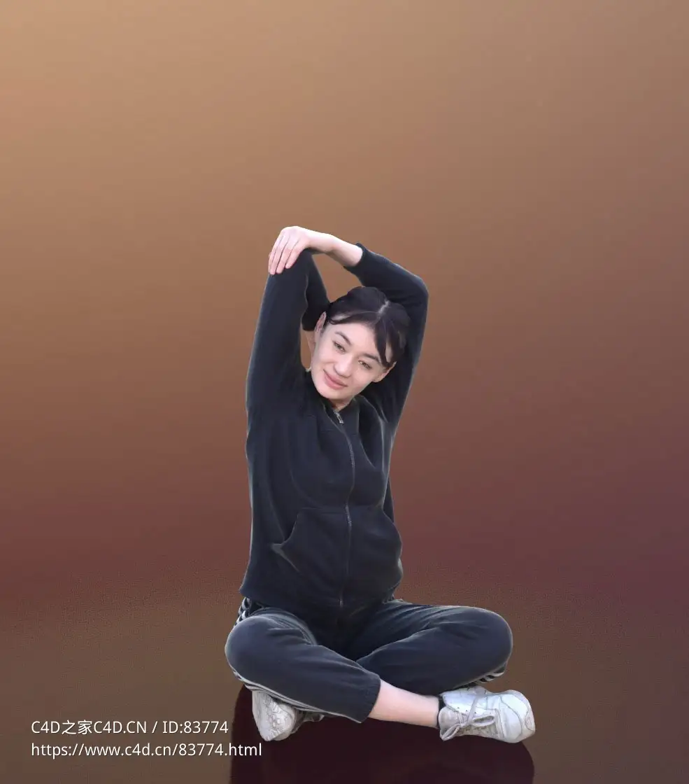 三维扫描写实人物盘腿坐地上练瑜伽的女人 - C4D之家 - 218.jpg