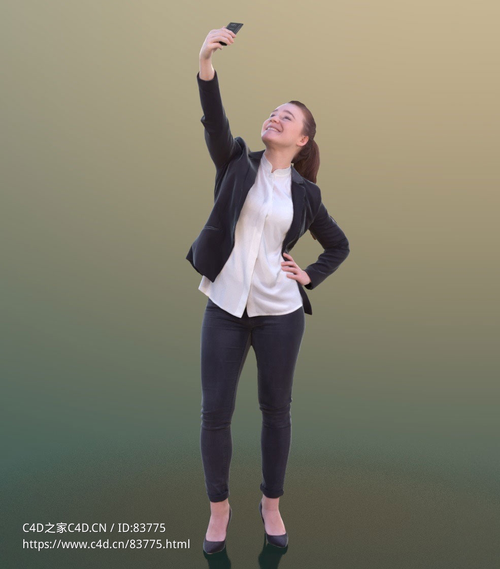 三维扫描写实人物站着伸手自拍的国外女人 - C4D之家 - 219.jpg