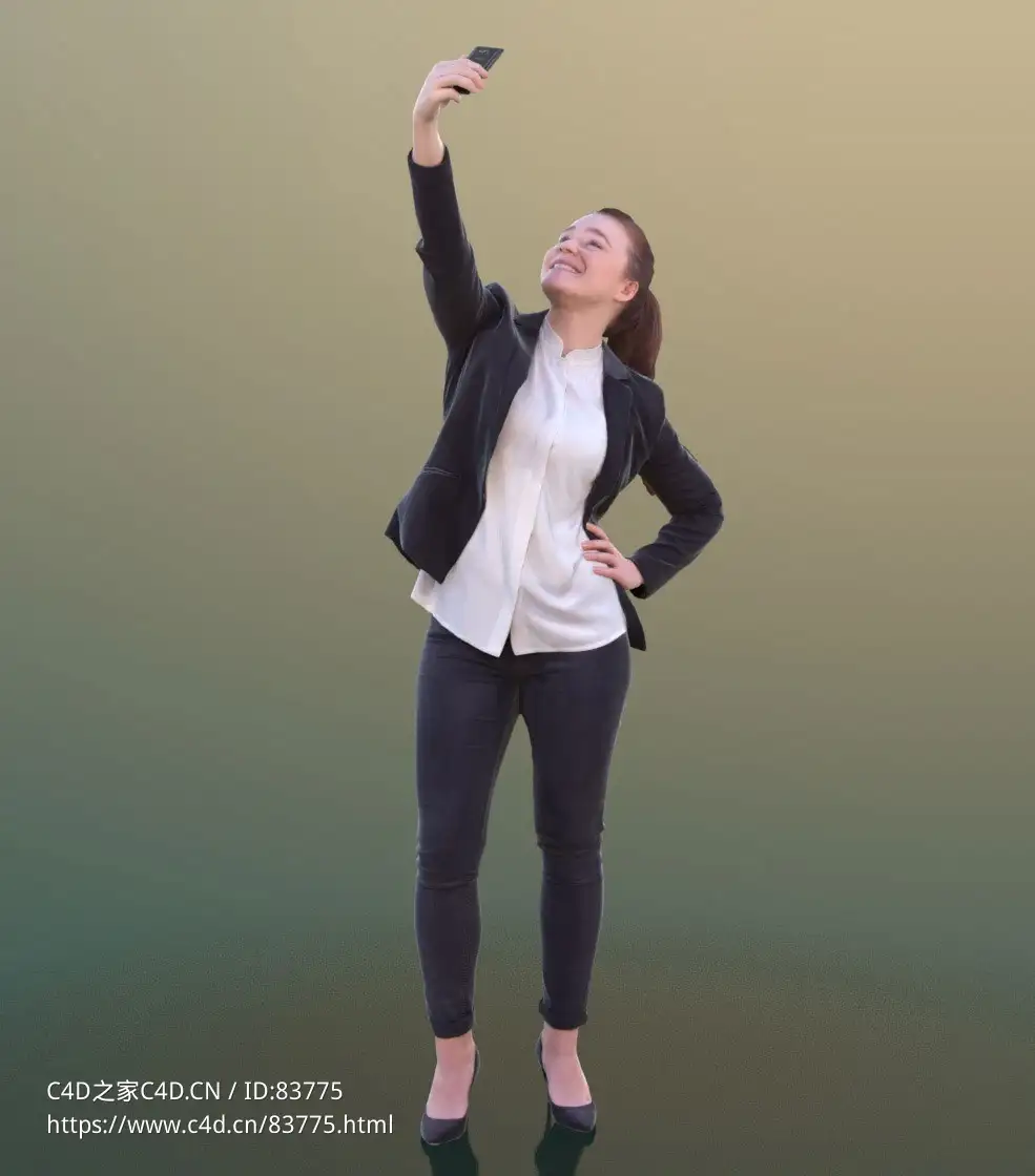 三维扫描写实人物站着伸手自拍的国外女人 - C4D之家 - 219.jpg