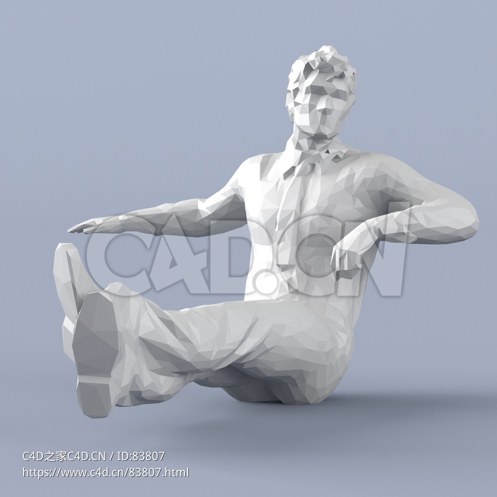 低面多边形卡通人物坐在上的男人模型 - C4D之家 - 111.jpg