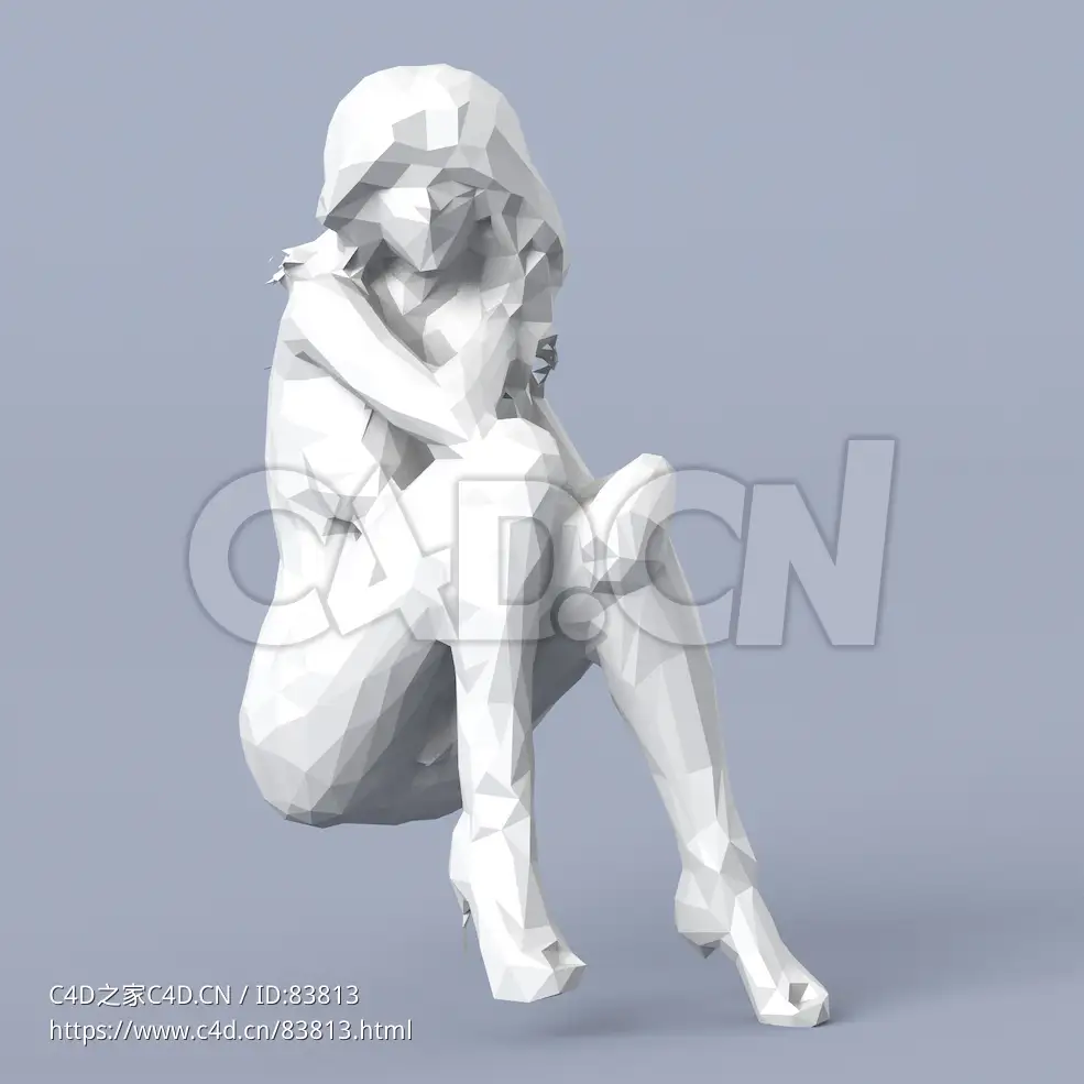 低面多边形卡通人物坐着的女人模型 - C4D之家 - 117.jpg
