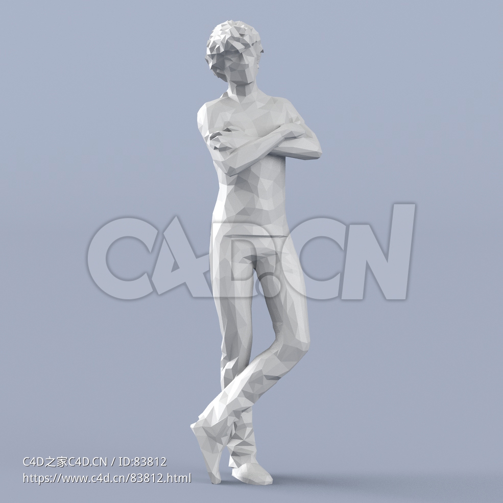 低面多边形卡通人物交叉抱胸站立的男人模型 - C4D之家 - 116.jpg