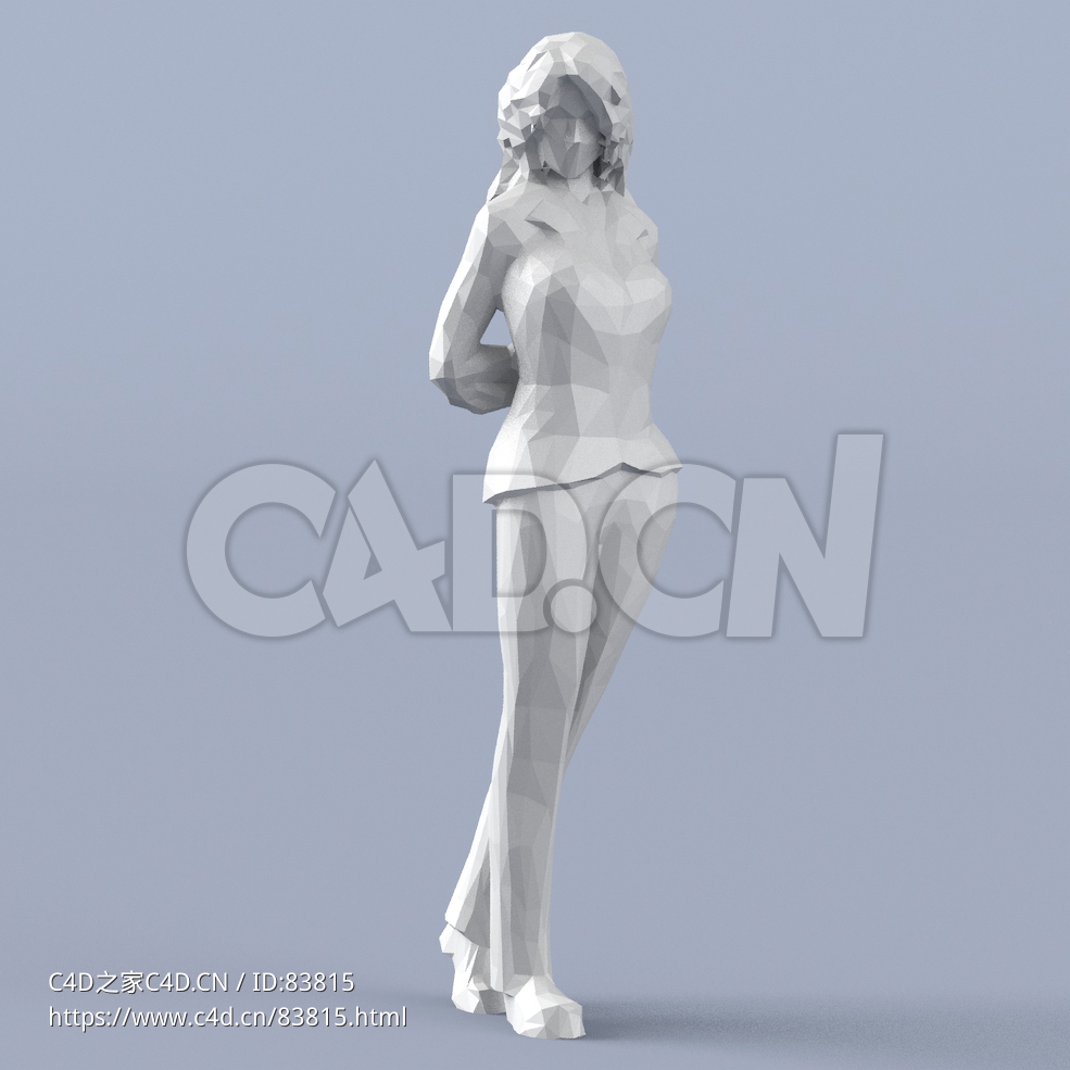 低面多边形卡通人物背后站立的女人模型 - C4D之家 - 119.jpg