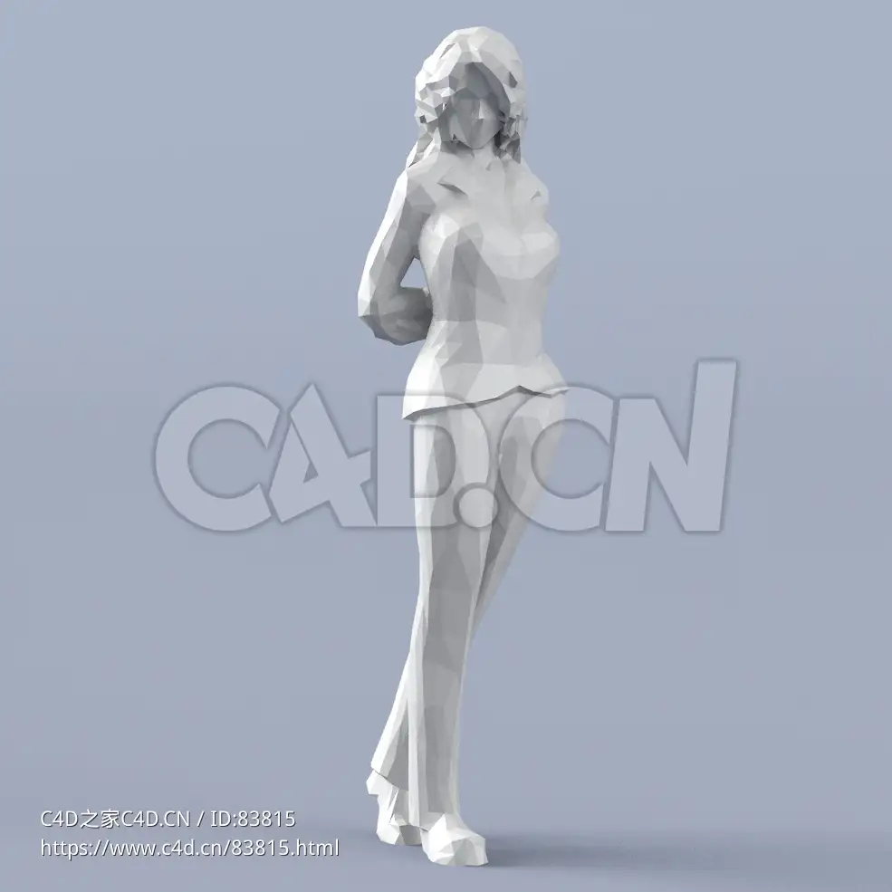 低面多边形卡通人物背后站立的女人模型 - C4D之家 - 119.jpg