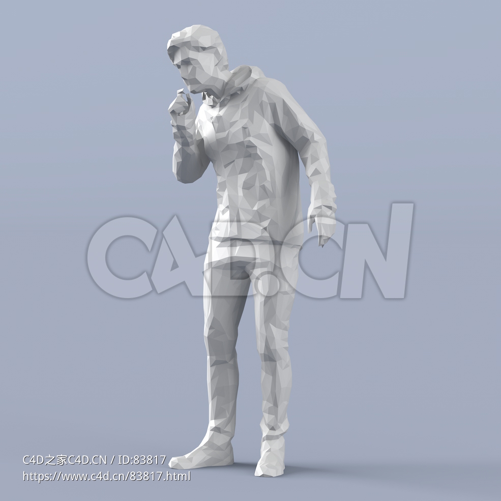 低面多边形卡通人物弯腰观看的男人模型 - C4D之家 - 121.jpg