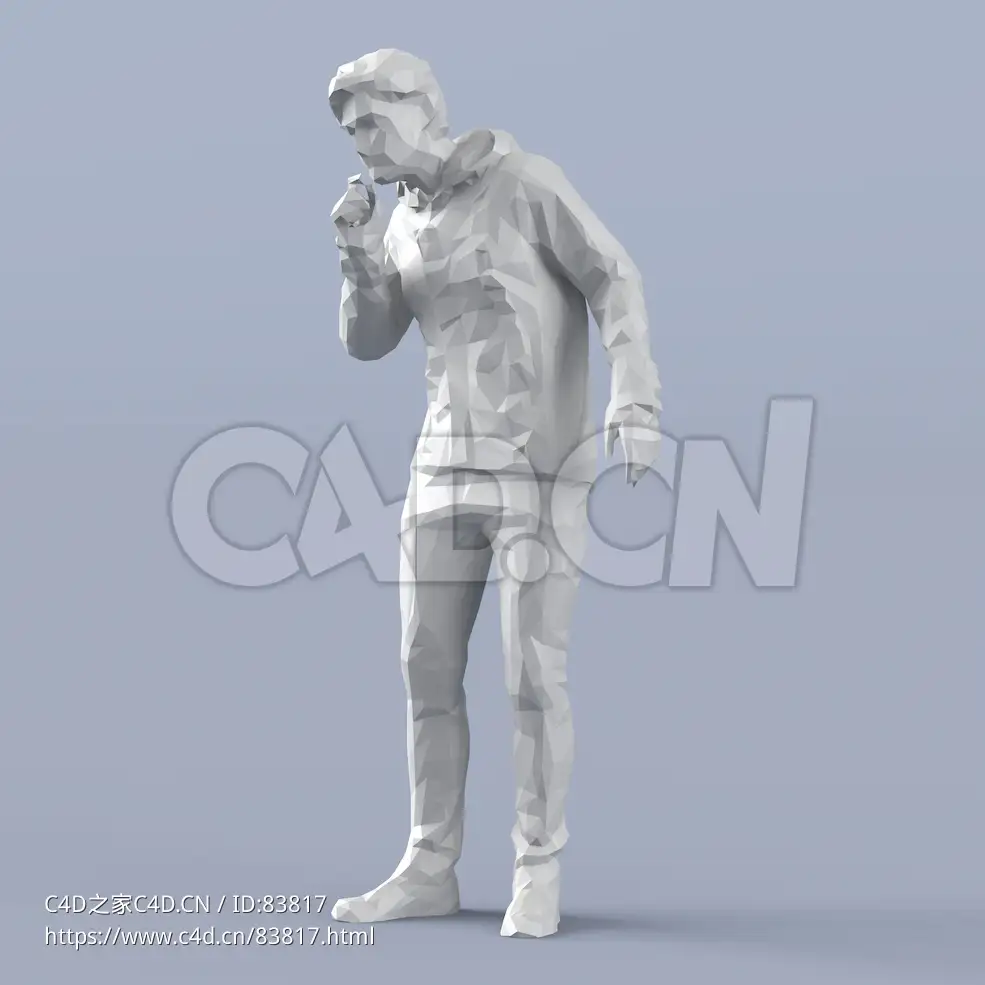 低面多边形卡通人物弯腰观看的男人模型 - C4D之家 - 121.jpg