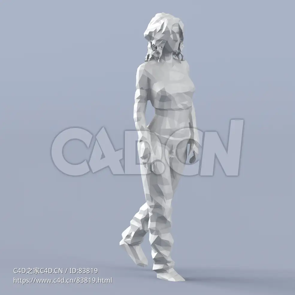 低面多边形卡通人物走路的女孩模型 - C4D之家 - 123.jpg