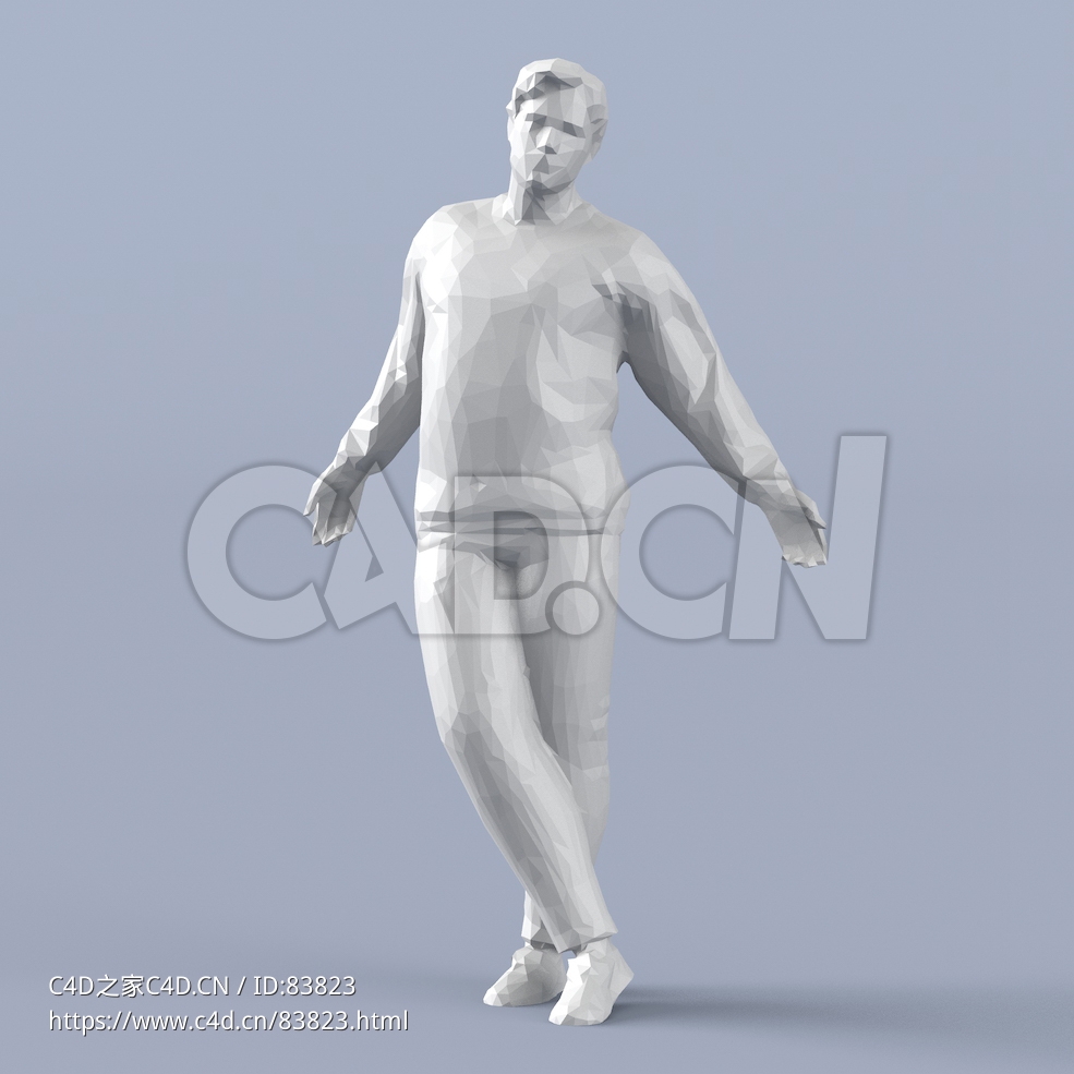 低面多边形卡通人物站着反手抓栏杆的男人模型 - C4D之家 - 127.jpg
