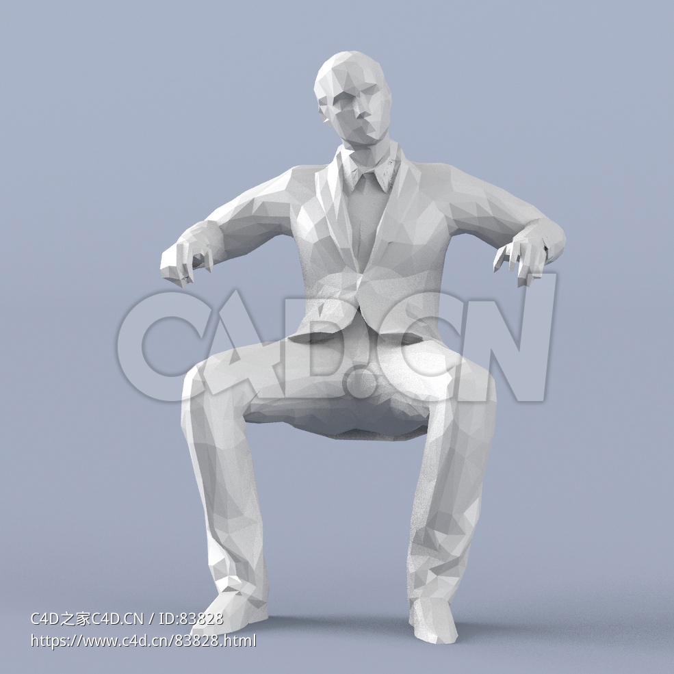 低面多边形卡通人物坐着双手拿东西的男人模型 - C4D之家 - 132.jpg