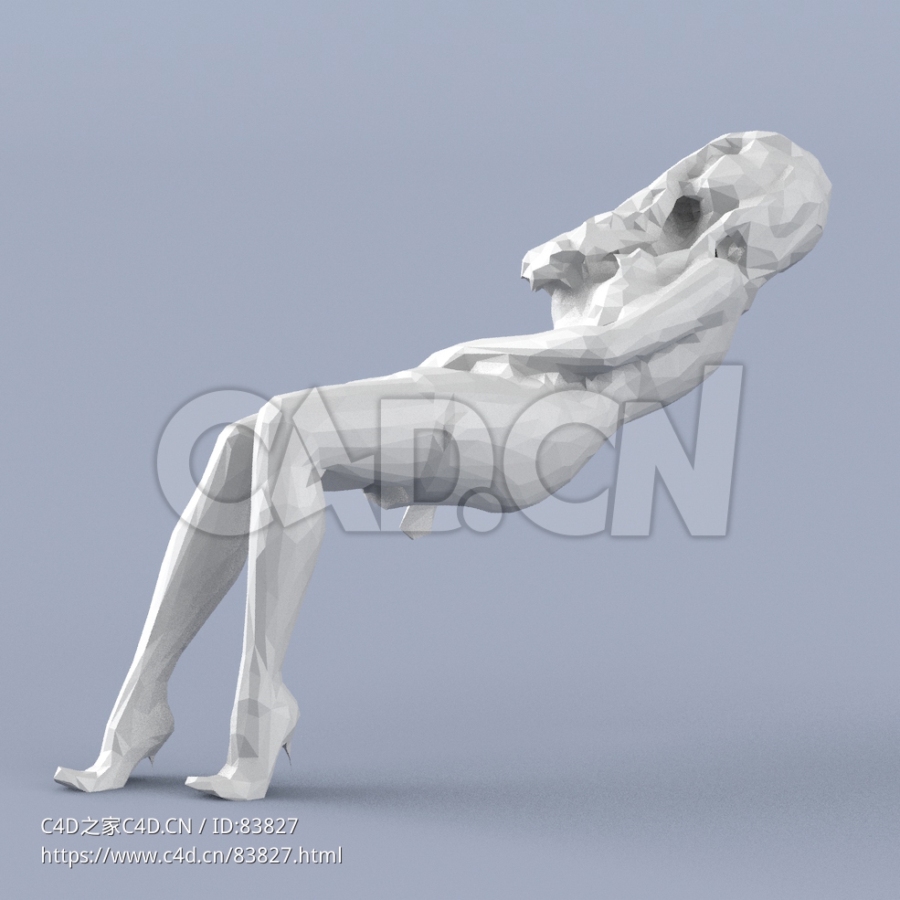 低面多边形卡通人物坐躺的女人模型 - C4D之家 - 131.jpg