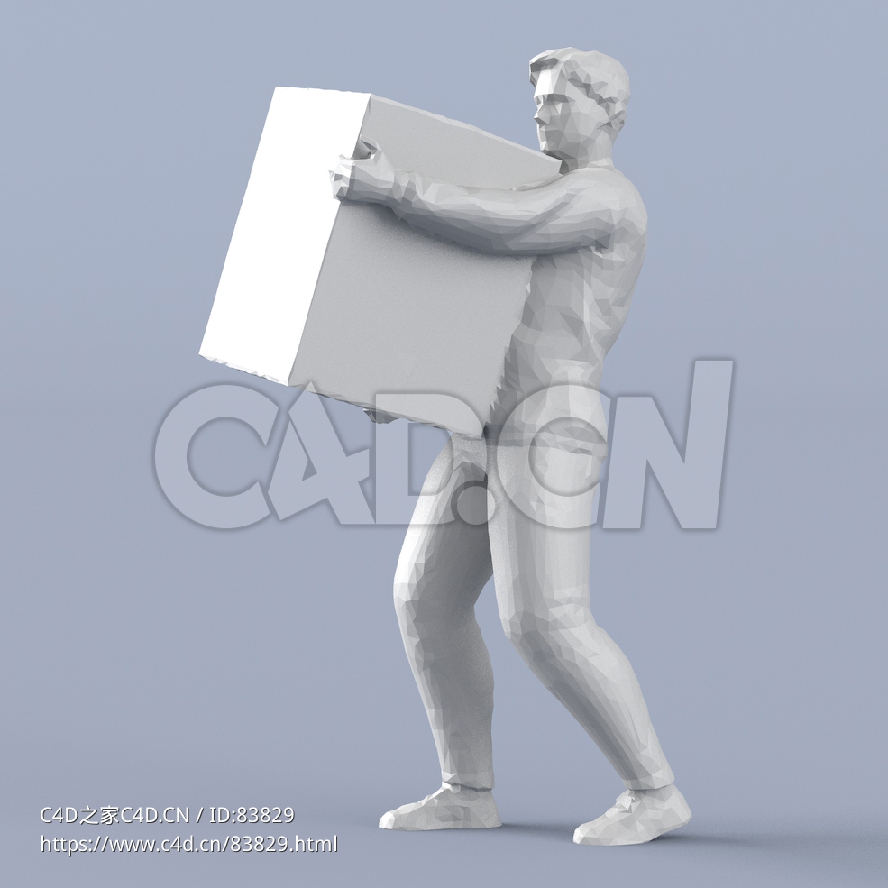 低面多边形卡通人物抱箱子的男人模型 - C4D之家 - 133.jpg