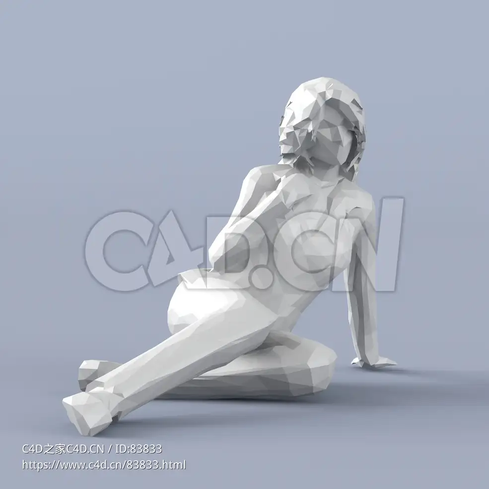 低面多边形卡通人物坐地上的女人模型 - C4D之家 - 137.jpg